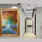 Hand-Painted Walking Trees Abstract Landscape Modern Knife Oil Painting With Frame Ready to Hang