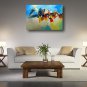 Ready to Hand Stretched Hand-Painted Abstract Modern Oil Painting Canvas Green Blue Home Deco one