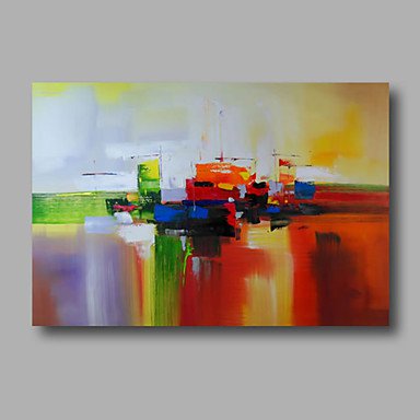 Hand-Painted Abstract Modern Oil Painting Canvas Deco Art Green Red Home Deco one Panel