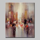 Hand Painted Modern Abstract City Oil Painting On Canvas Wall Art Picture For Home Decoration Read