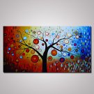 Hand-Painted Abstract Tree Oil Painting on Canvas Unframed