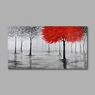 Hand-Painted Oil Painting on Canvas Wall Art Abstract Contempory Trees Forest Grey One Panel Ready