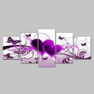 Hand-painted Red Hot Love Butterfly Flowers Landscape Oil Paintings on Canvas 5pcs/set No Frame