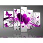 Hand-painted Red Hot Love Butterfly Flowers Landscape Oil Paintings on Canvas 5pcs/set No Frame