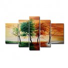 Hand-painted Modern Landscape  4 Season Tree Pictures Oil Paintings on Canvas 5pcs/set No Frame