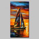 Large Size Hand Painted Modern Abstract Seaview Boat Oil Paintings On Canvas Wall Art With Stretch