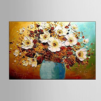 Ready to Hang Stretched Frame Hand-Painted Flower Oil Painting Canvas Wall Art Home Restaurant Dec