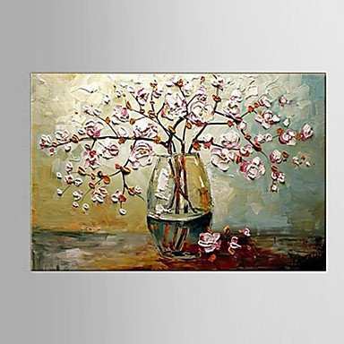 Hand-Painted Modern Flower Thick Knife Oil Painting on Canvas Wall Art Contempory Color Home Deco