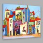 IARTSModern Abstract Coast Town & Sailing Boat Street View Oil Painting On Canvas with Stretched F