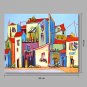 IARTSModern Abstract Coast Town & Sailing Boat Street View Oil Painting On Canvas with Stretched F