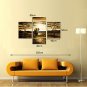 Hand-Painted Modern Abstract Elephant Giraffe Vintage African Landscape Oil Painting on Canvas 3p