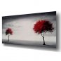 Hand-Painted Oil Painting on Canvas Wall Art Abstract Contempory Trees Clouds Grey One Panel Ready