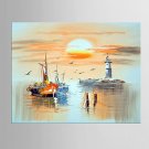 Hand-Painted Abstract Horizontal,Modern Mediterranean One Panel Canvas Oil Painting For Home Decor