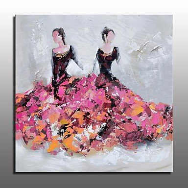 Large Hand Painted Two Beautiful Girls Oil Painting On Canvas Modern Wall Art Picture For Living R
