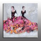 Large Hand Painted Two Beautiful Girls Oil Painting On Canvas Modern Wall Art Picture For Living R