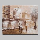 Mini Size Hand-Painted Paris City Landscape Modern Oil Painting On Canvas One Panel Ready To Hang
