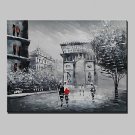 Mini Size Hand-Painted Paris City Landscape Modern Oil Painting On Canvas One Panel Ready To Hang