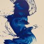 E-HOME Oil painting Modern Blue Curve Fancies Pure Hand Draw Frameless Decorative Painting