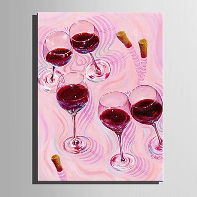 Mini Size E-HOME Oil painting Modern Red Wine Glass Pure Hand Draw Frameless Decorative Painting