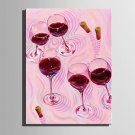 Mini Size E-HOME Oil painting Modern Red Wine Glass Pure Hand Draw Frameless Decorative Painting