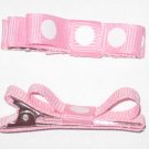 Set of 2 Pink with White Polka Dots Hair Clips