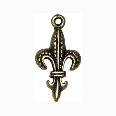 6 Brass Metal Fleur de Lis Charms