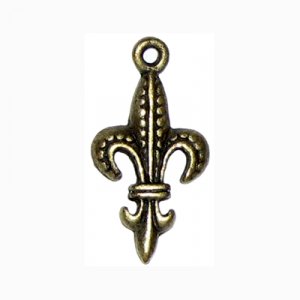 6 Brass Metal Fleur de Lis Charms