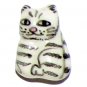 3 Ceramic Black & White Striped Cat Beads - Cats