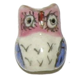 3 Ceramic Owl Beads - Owls