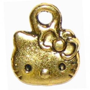 6 Gold Metal Sanrio Hello Kitty Charms - Cats