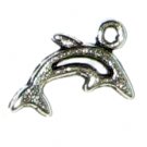 6 Silver Metal Cut-Out Design Dolphin Charms - Dolphins