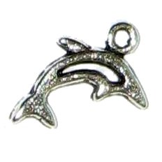6 Silver Metal Cut-Out Design Dolphin Charms - Dolphins
