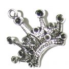 4 Antique Silver Ornate Crown Charms - Crowns