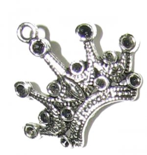 4 Antique Silver Ornate Crown Charms - Crowns