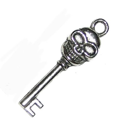 6 Antique Silver Skeleton Key Charms - Keys
