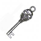 6 Antique Silver Skeleton Key Charms - Keys