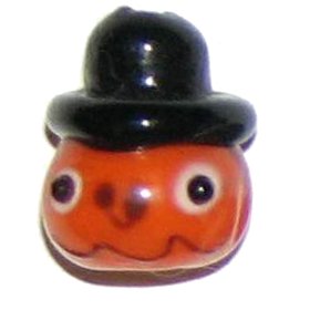 3 Glass Jack-o-Lantern Pumpkin Beads - Pumpkins