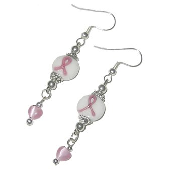 Handmade Breast Cancer Awareness Dangle Earrings