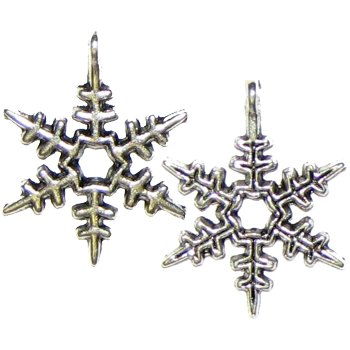 6 Antique Silver Snowflake Charms
