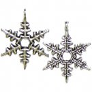 6 Antique Silver Snowflake Charms