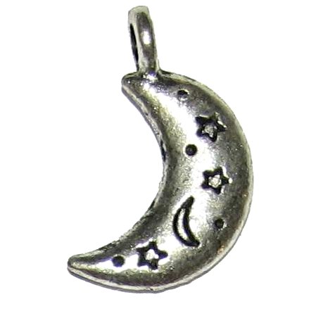 6 Silver Metal Cut-Out Design Moon Charms