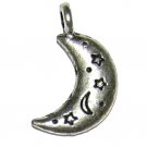 6 Silver Metal Cut-Out Design Moon Charms