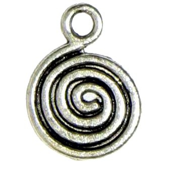 6 Antique Silver Swirl Charms