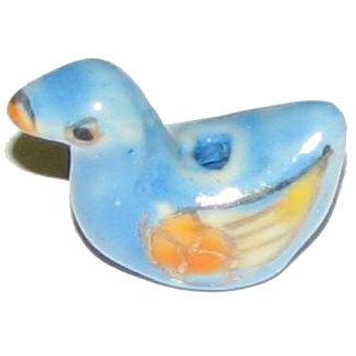 3 Ceramic Blue Duck Beads - Ducks