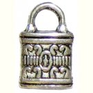 6 Antique Silver Ornate Padlock Charms