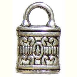 6 Antique Silver Ornate Padlock Charms