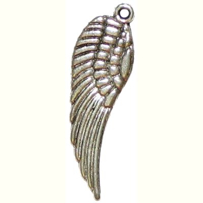 6 Antique Silver Angel Wing Charms - Wings