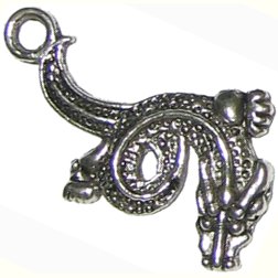 6 Antique Silver Dragon Charms - Dragons