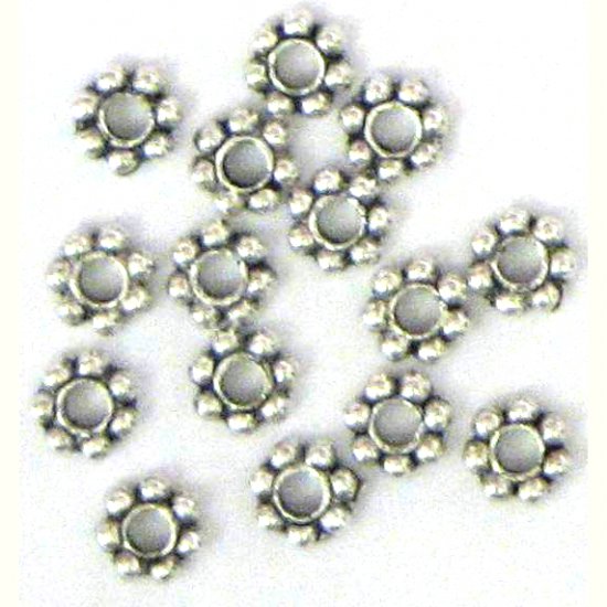 100 6mm Antique Silver Daisy Spacer Beads
