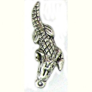 6 Antique Silver Alligator Charms